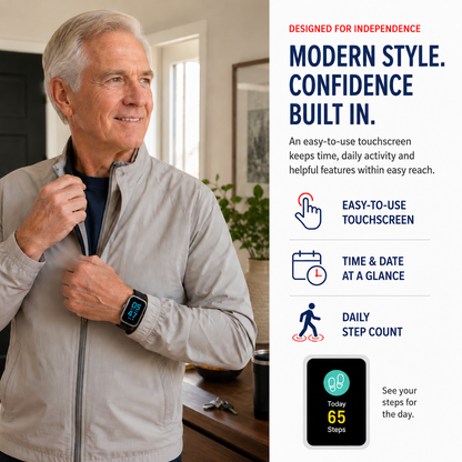 Medical Alert Rectangular Smart Watch For Seniors | Fall Detection