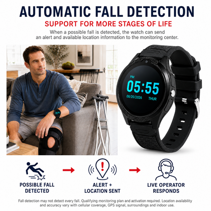 Medical Alert Round Smartwatch for Seniors