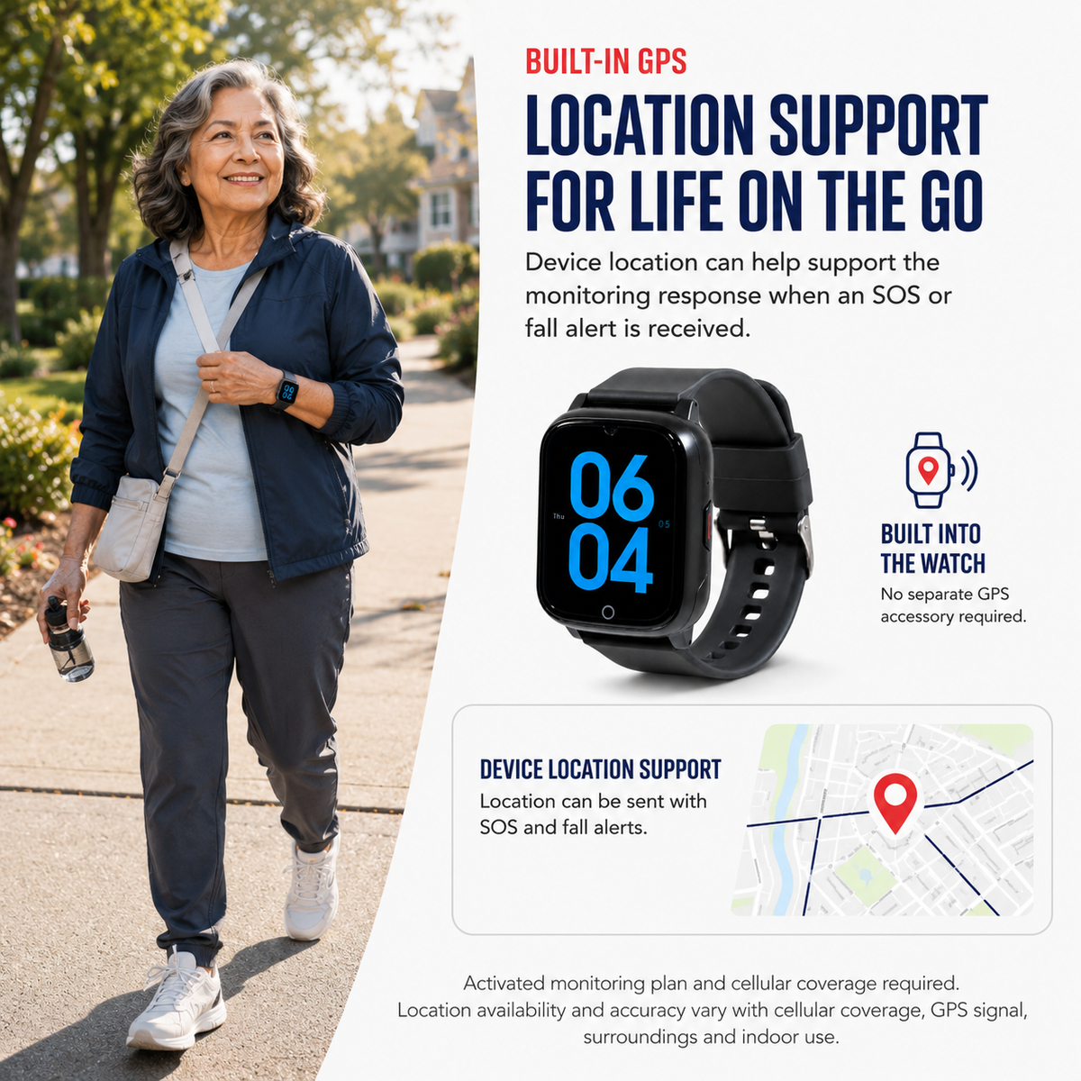 Medical Alert Square Smart Watch For Seniors | Fall Detection