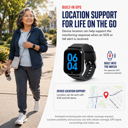 Medical Alert Square Smart Watch For Seniors | Fall Detection