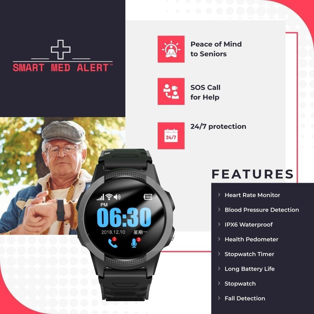 Medical Alert Round Smartwatch for Seniors