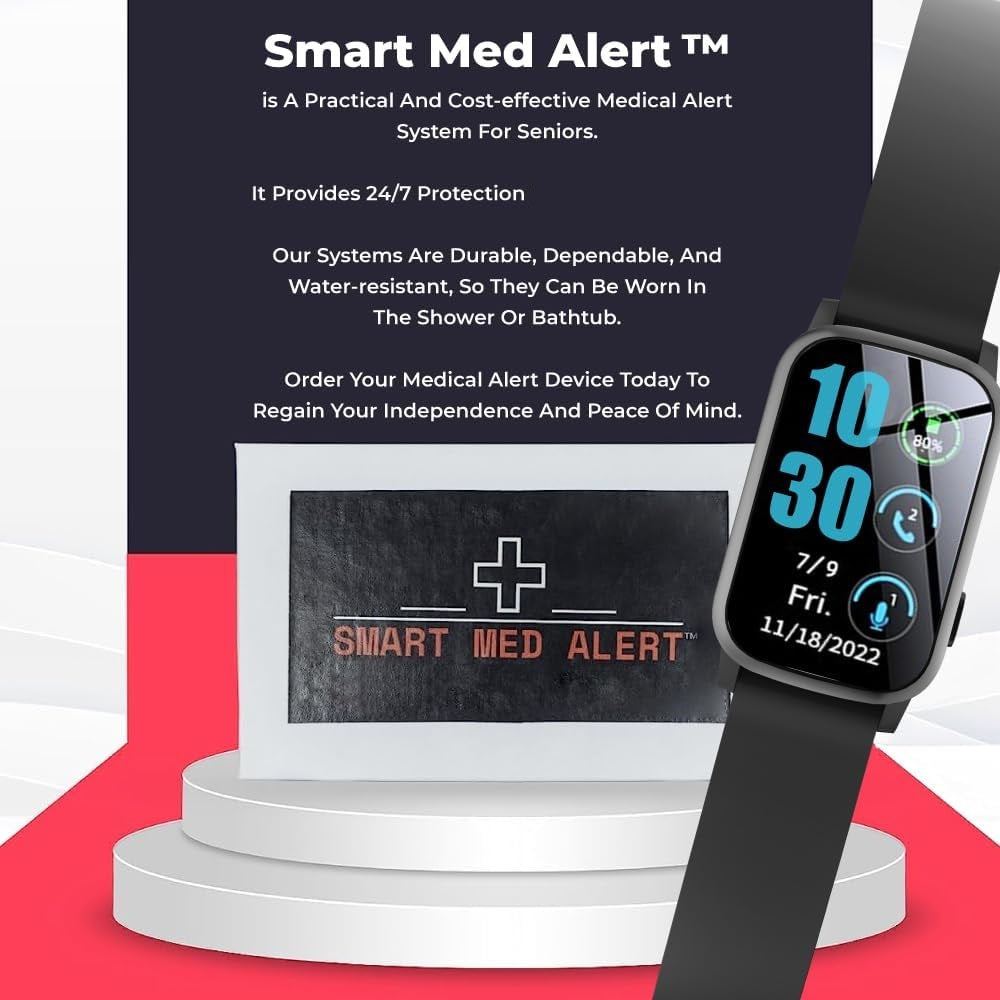 Medical Alert Rectangular Smart Watch For Seniors | Fall Detection