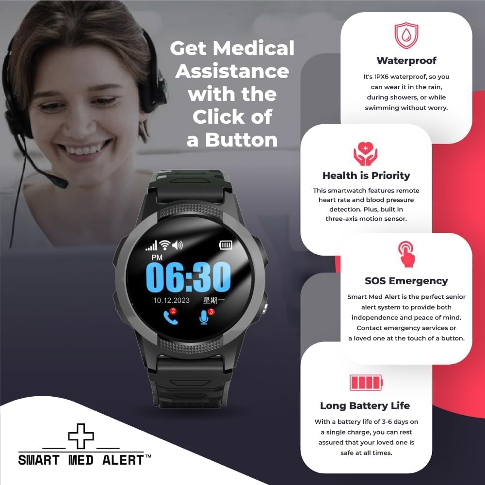 4G LTE Smartwatch Medical Alert Systems for Seniors