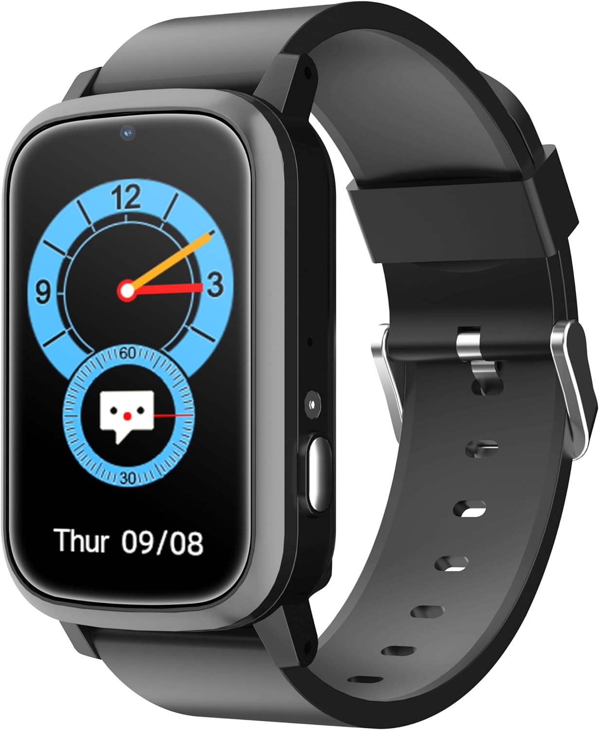 Elderly Cellular Medical Alert Device | Fall Detection, 24/7 Monitoring with Stay Connected in Style with Our 4G Cellular Rectangular Smart Watch